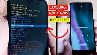 Samsung A20  A20s Hard Reset  Remove Pattern Password Lock Without PC [upl. by Aneehsram722]