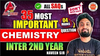 Most important questions  Inter 2nd Year ChemistryOne Shot  SAQs  Chemistry  AP amp TS Inter [upl. by Mannos]