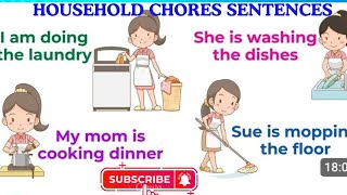 Household Chores with sentences  Action Verbs For Beginner Daily English  English Sentences [upl. by Misty]