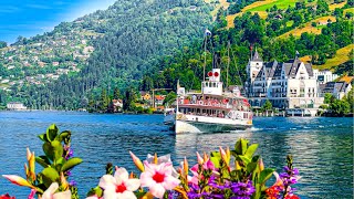 Vitznau the breathtaking village at the foot of Mount Rigi 🇨🇭 Switzerland 4K [upl. by Kubiak]