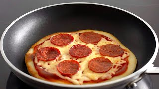 5 minute EASY PAN PIZZA  No Yeast No Oven Pepperoni Pizza Recipe [upl. by Nwahsor343]