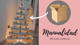 HICE ESTE ARBOL CON CARTON  CHRISTMAS TREE RECYCLING CARDBOARD  DECORACION NAVIDEÑA RECICLANDO [upl. by Alleuqram]