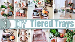 TIERED TRAY DIYS 3 Different ways  Affordable Ways To Make Your Own Tiered Tray  Home Decor DIYS [upl. by Cloris]