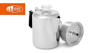 Stainless Coffee Stovetop Percolator  Coffee Maker for Camping or Stovetop  GSI Outdoors [upl. by Aidni595]