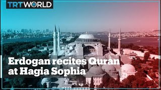 President Erdogan recites Quran at reopening of Hagia Sophia as mosque [upl. by Ludwigg]