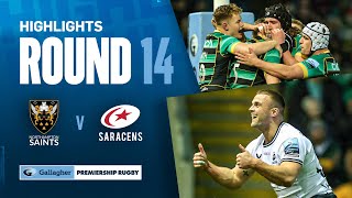 Northampton v Saracens  HIGHLIGHTS  Thrilling 71Point Match  Gallagher Premiership 202324 [upl. by Kreitman]