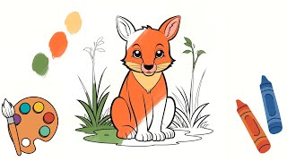 Easy Fox Drawing for Kids  StepbyStep Tutorial with Color and Create [upl. by Amity618]