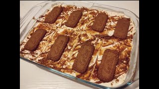 Tiramisu Spéculoos amp Caramel Sans Oeufs Rapide Et Très Délicieeeeeux [upl. by Nedda]