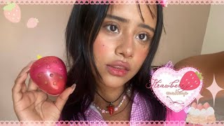 🍓 STRAWBERRY MAKEUP meikup diario de una fresita coketa  ㅇㅅㅇ❀＼ [upl. by Ztnahc]