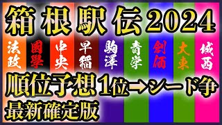 【確定版】箱根駅伝 2024 順位予想【1位➝シード争い】 [upl. by Napoleon]