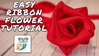 Ribbon Flower Tutorial  A fun and easy craft for the holidays making ribbon flowers for gift wrap [upl. by Blodget740]