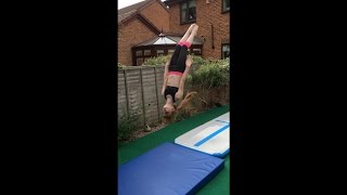 GYMNAST KARINA DOES GYMNASTICS TUMBLING  FULL TWIST LAYOUT ARABIAN DOUBLE WHIP BACK HANDSPRING [upl. by Bevon660]