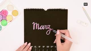 DIY Anleitung Kalender gestalten  Watercolour  Handlettering mit Wassertankpinsel [upl. by Loralyn]