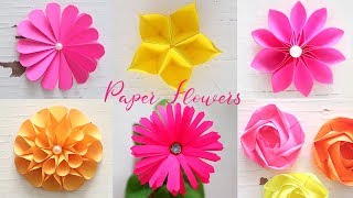 6 Easy Paper Flowers  Flower Making  DIY [upl. by Ymmac]