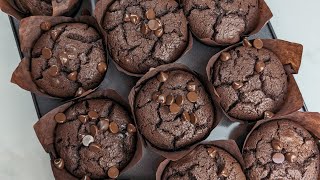 Double Chocolate Muffins Soft and Moist  EASY RECIPE [upl. by Ellette]