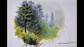 Watercolor Magic  Painting a Misty Forest Scene [upl. by Adnoel]