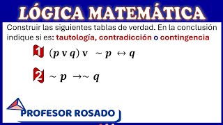 Lógica matemática  tautología contradicción o contingencia [upl. by Leicester]