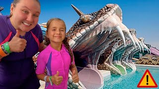 Ruby and Bonnie find pearl treasures and fun day at Yas Waterworld Abu Dhabi [upl. by Deckert]