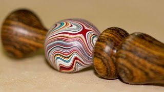 Woodturning Bocote Hairpin with a bead of Recycled Automotive Paint [upl. by Grondin741]