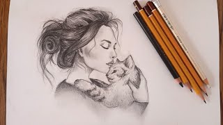 Disegno una ragazza con gatto [upl. by Lucinda]