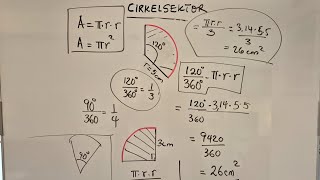 CIRKELSEKTOR  vinkel v360 × 314 × radie × radie [upl. by Ardell612]