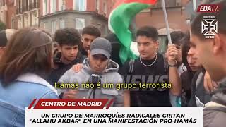 🇪🇸  Em Madrid grupo de marroquinos apoia Hamas [upl. by Moraj]