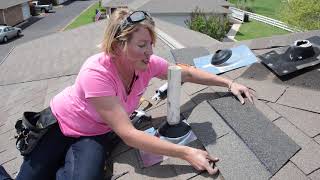 DIY Pipe Boot Roof Vent Replacement with quotThe Roofing Chickquot of Feller Roofing [upl. by Ithaman]