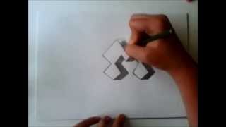 How to draw letter M in 3D Kako nacrtati 3D slovo M [upl. by Leahcimed]