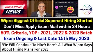 Wipro Biggest Off Campus Drive For 2023  2022  2021 Batch Superset Mass Hiring Online Test Ongoing [upl. by Nie]