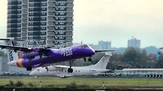 Takeoffs With Propeller Tip Vortices Condensation Seen in London City Airport [upl. by Tompkins]