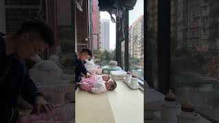 This AMAZING DAD Taking Care of Twin Babies Like a Pro 👶👶 identicaltwins superdad cutebabyvideo [upl. by Atteram]