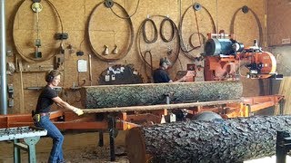 WoodMizer LT50 Sawmill Milling Nice Black Cherry Logs into Lumber Husband amp Wife Team [upl. by Chatterjee]