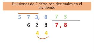 Divisiones de 2 cifras con decimales en el dividendo [upl. by Spillihp]