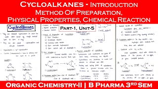 cycloalkanes  preparation of cycloalkanes  reaction of cycloalkanes  physical properties  Part1 [upl. by Tanberg]