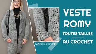 Comment faire un GILET  VESTE LONGUE ROMY DEBUTANTE 🧶 AU CROCHET 🧶 TUTO PAS A PAS mamiecrochet [upl. by Fanchette920]