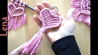 𝗠𝗮𝗰𝗿𝗮𝗺𝗲 with 𝗟𝗲𝗻𝗮 💗 Geschenk DIY Makramee Herz Schlüsselanhänger knüpfen 💗macrame heart keychain [upl. by Amhser]