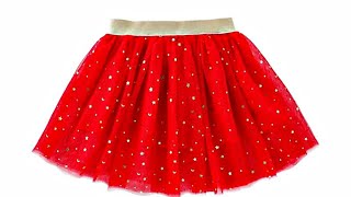 How To Make An Easy Tutu Skirt With Fancy Elastic BandPerfect Christmas Tutu Skirt For Girls [upl. by Nalim600]