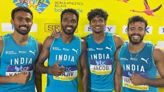 Indias Mens 4x400m Relay React to Qualifying for Paris Olmypic Games after Rajesh Ramesh Injury [upl. by Ajnos]