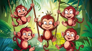 Five little monkeys swinging in the tree Song For kids Song in english for kids fivelittlemonkeys [upl. by Sirad]