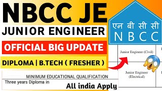 NBCC JE Recruitment 2024  Junior Engineer Vacancy 2024  Junior Engineer Recruitment 2024 Govt jobs [upl. by Hgieleak]