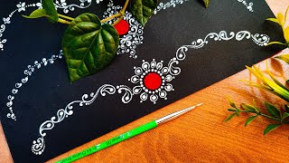 Bengali Traditional Floral Kolka Design For Weddings  Alpona Art  Forehead Chandan  Bridal Kolka [upl. by Tannenwald493]