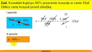 Dany jest procent  Podwyżki i obniżki  Zadanie  Matfiz24pl [upl. by Dorene400]