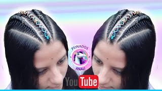 Trenzas Fáciles  Trenzas con Hilo Chino de Colores [upl. by Eynttirb]