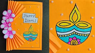 Easy Diwali Card making Ideas  DIY diwali greeting card for school competition 2024 [upl. by Ecidnarb]