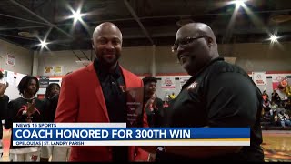 Opelousas High boys basketball coach celebrated for 300th career win [upl. by Vassaux376]