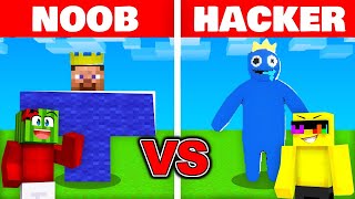 NOOB vs HACKER I CHEATED In a RAINBOW FRIENDS Minecraft Build Challange Blue [upl. by Enimrac]