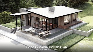 2Bedroom Modern Contemporary Cabin House Plan  1200 sq ft [upl. by Odin730]