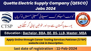 QESCO Jobs 2024  Apply Online via CTSP  Quetta Electric Supply Company Vacancies [upl. by Hecht630]