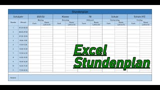 STUNDENPLAN ZUM AUSDRUCKEN  Excel Tutorial für Anfänger [upl. by Deina]