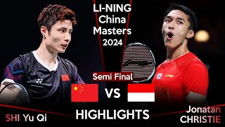 SEMI FINAL  SHI Yu Qi CHN vs Jonatan CHRISTIE INA  China Masters 2024 Badminton [upl. by Iramo]